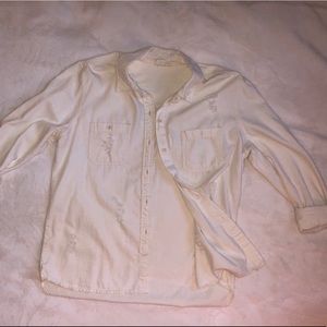 Distressed button down